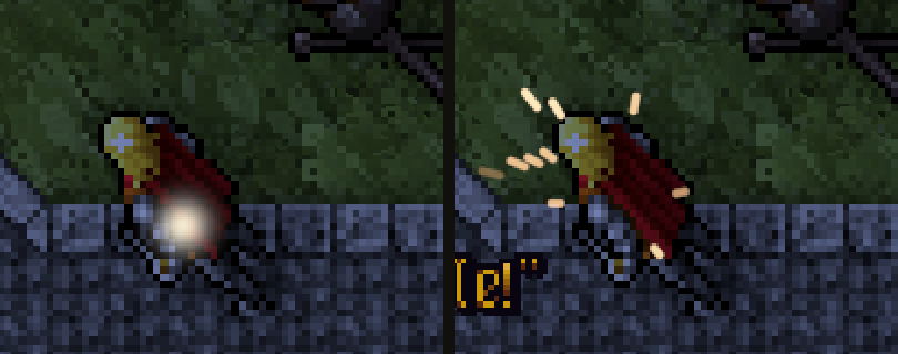 Sparks flying from a blow glancing off the Avatar's armour