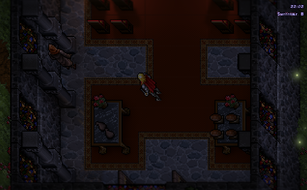 Empath Abbey at 22:00, relit