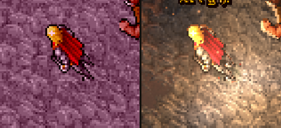The Avatar by a campfire, original and rim-lit