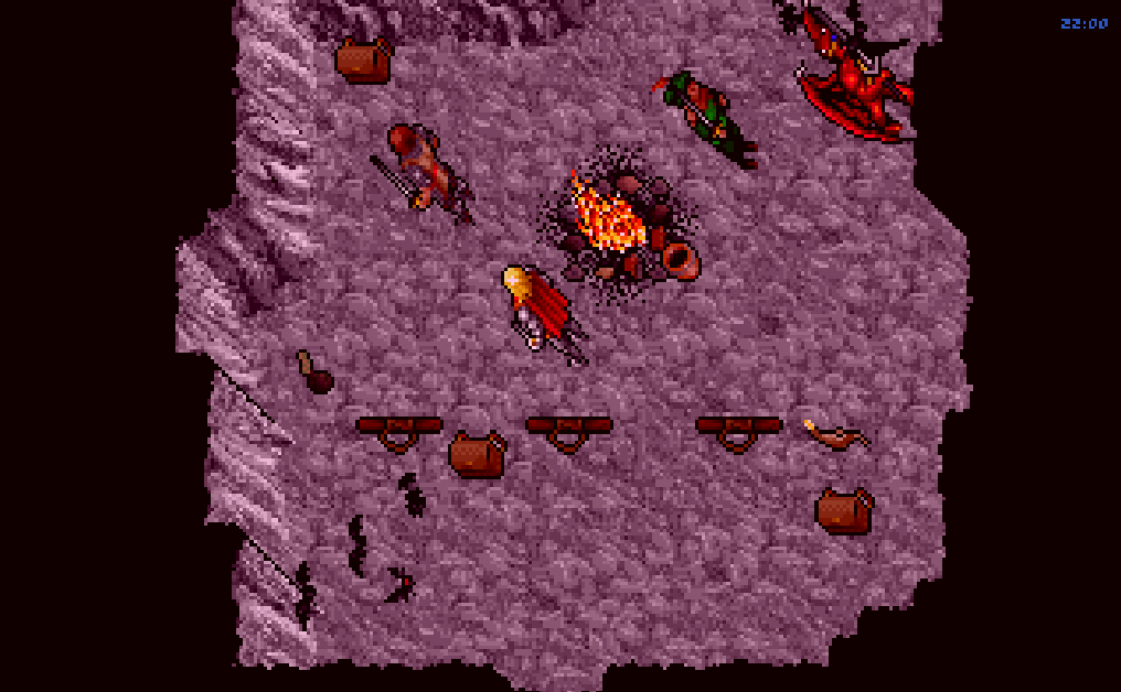 A cave with a campfire, original