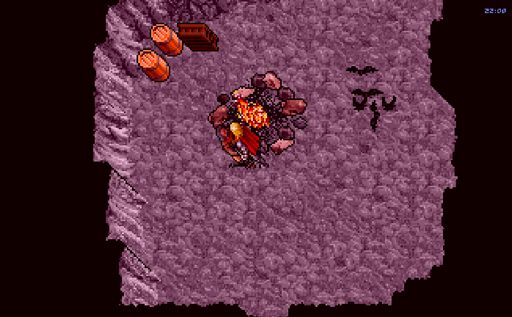 A cave with a campfire, original
