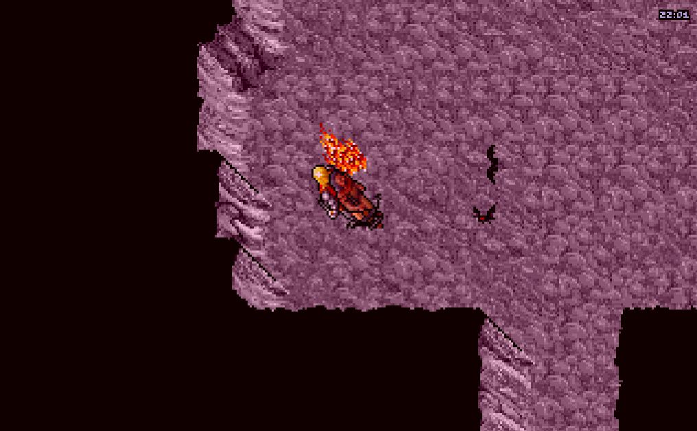 A cave wall lit by a campfire, original