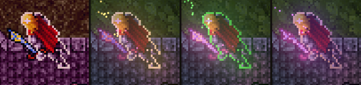 The Avatar at night under enchantments: protection in the original, then protection, poison and a curse relit