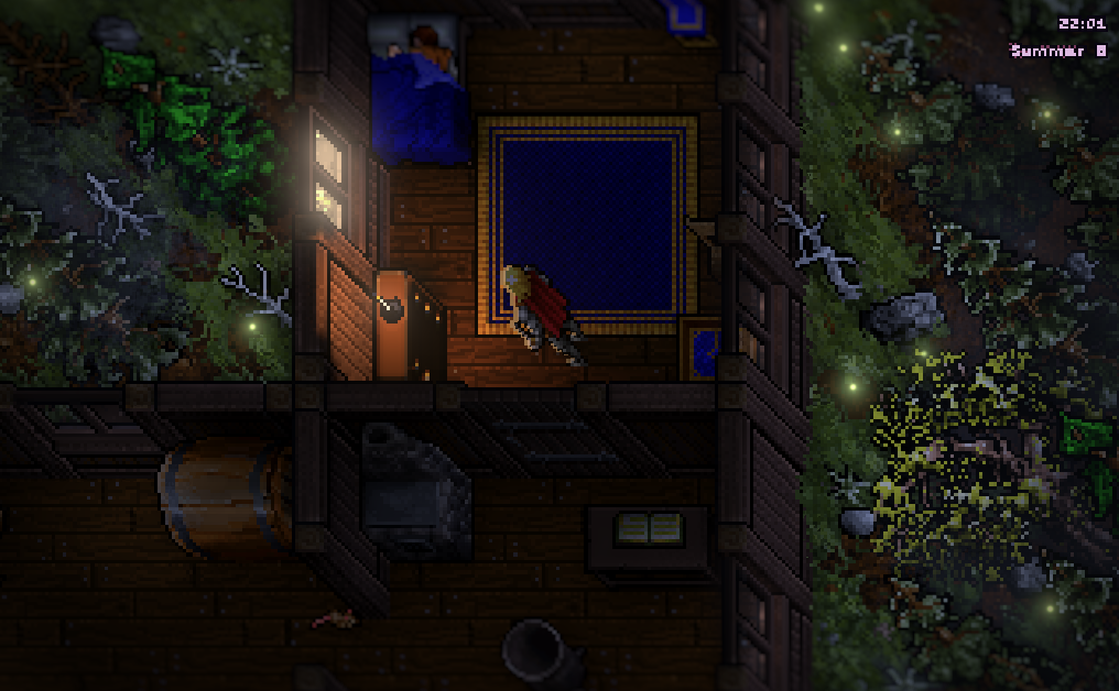 A Moonglow cottage at 22:00, relit