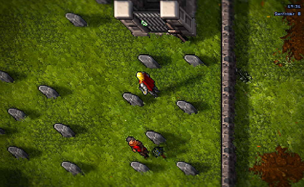 The Yew graveyard at 19:30, relit