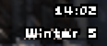 The clock and date in the corner of the screen, enlarged