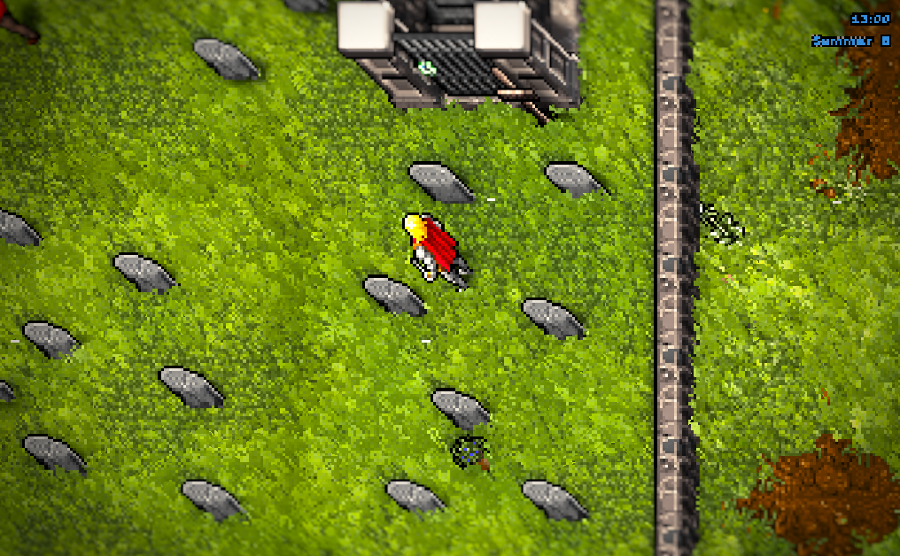 The Yew graveyard at 13:00 on a fair day