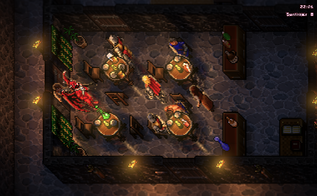 The Jhelom inn at 22:00 by candle and sconce light, relit