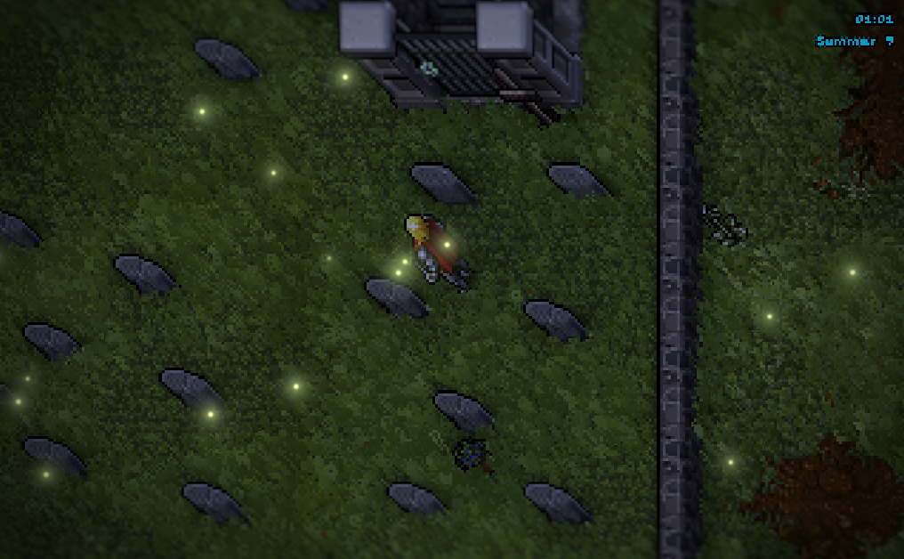 The Yew graveyard at 1:00 under a full Trammel, with fireflies, relit